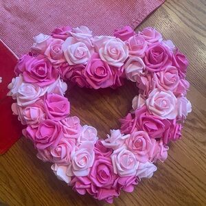 Pink and White Rose Heart Wreath